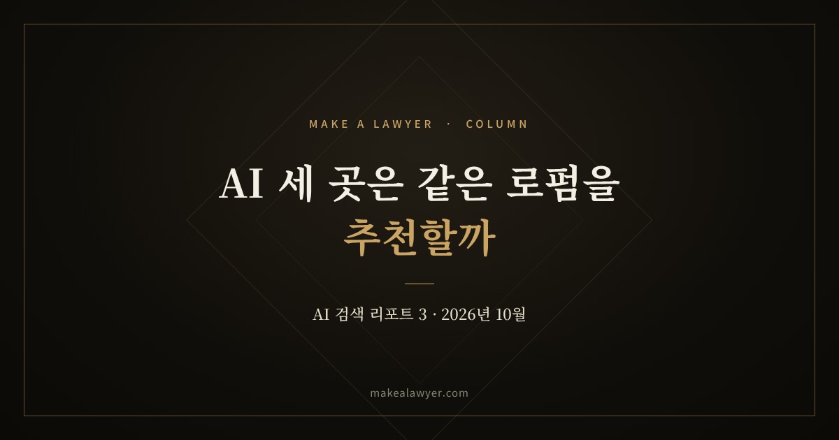 AI 세 곳은 같은 로펌을 추천할까? 질문 40개로 본 지역별 변호사 추천 [AI 검색 리포트 3]