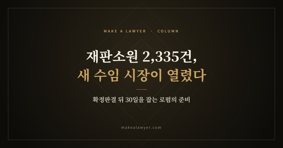 재판소원 2,335건, 확정판결 뒤에 새 수임 시장이 열렸다